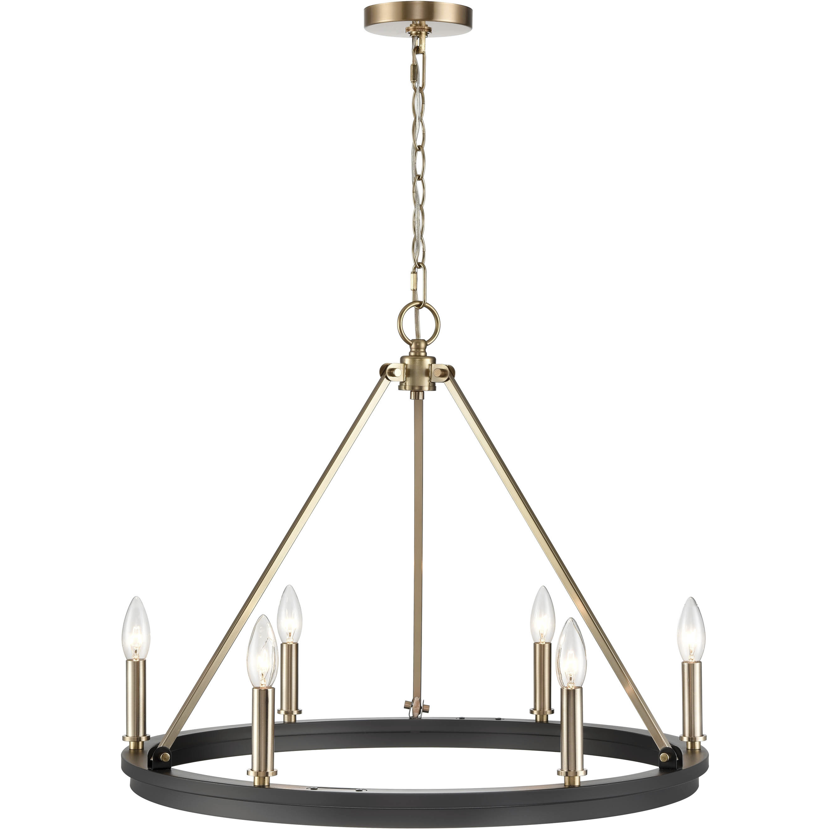 Carruth 5 Light 25 inch Matte Black/Modern Gold Chandelier Ceiling Light